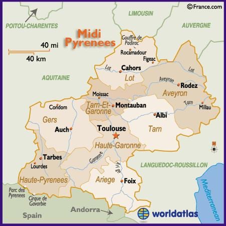 carte de Toulouse et les environs