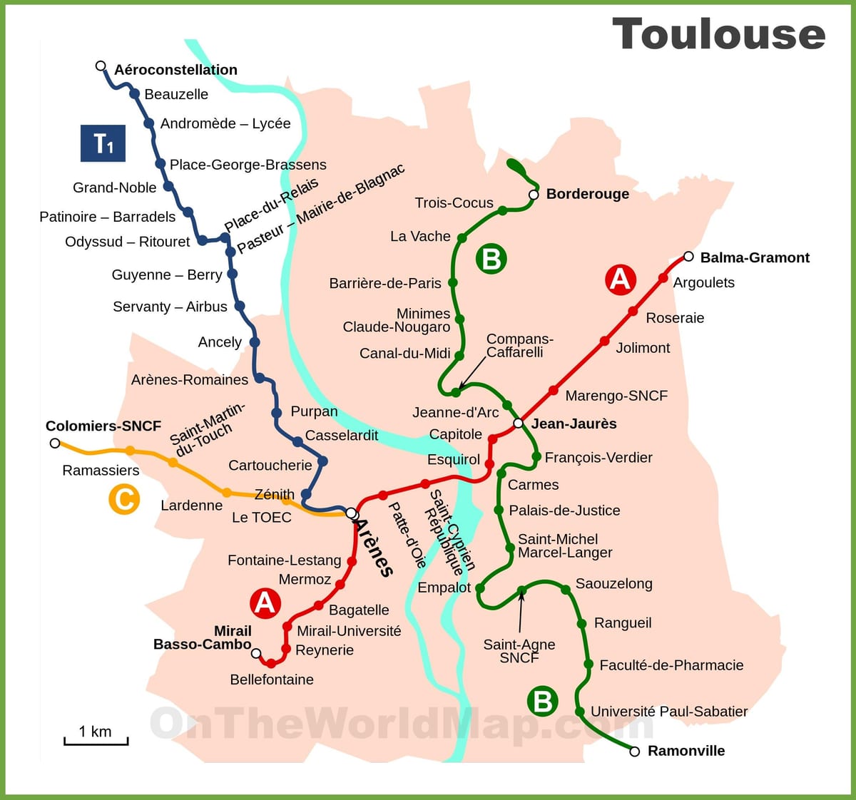 Carte de métro de Toulouse