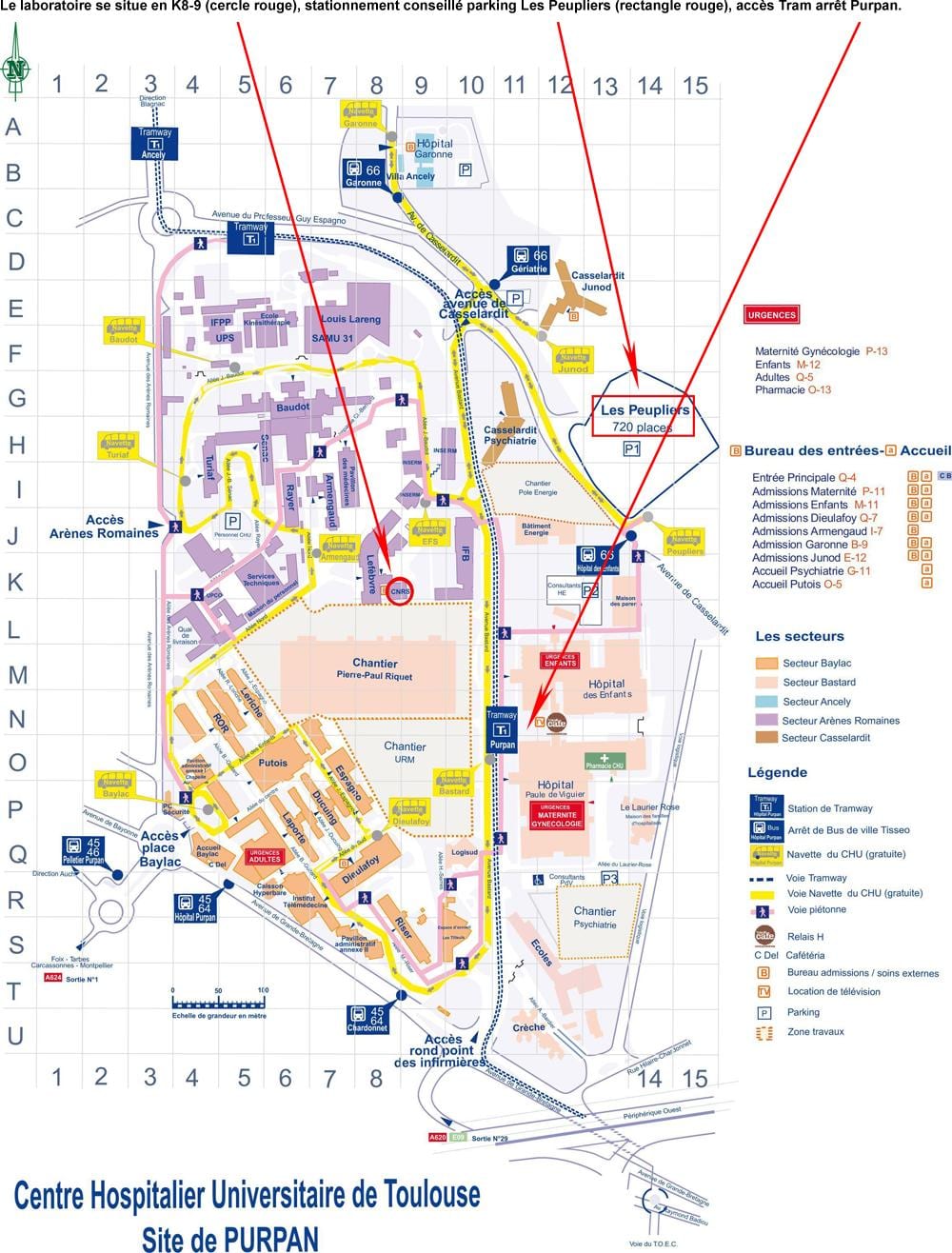 carte de l'hôpital de Toulouse