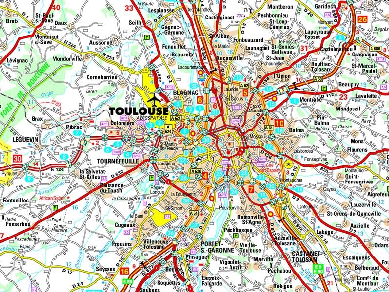 carte de la route de Toulouse