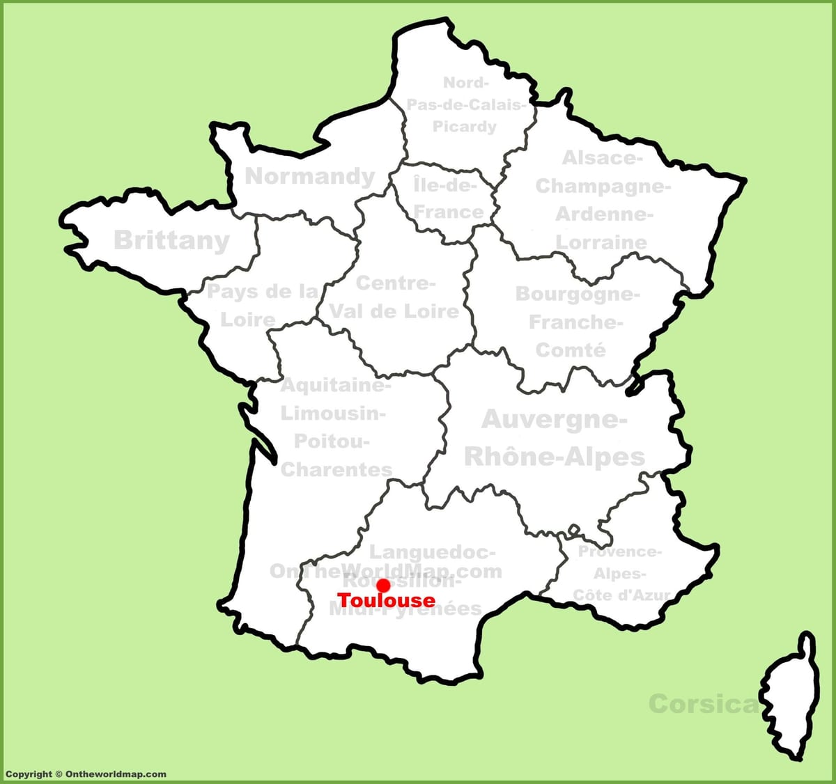 Toulouse sur une carte