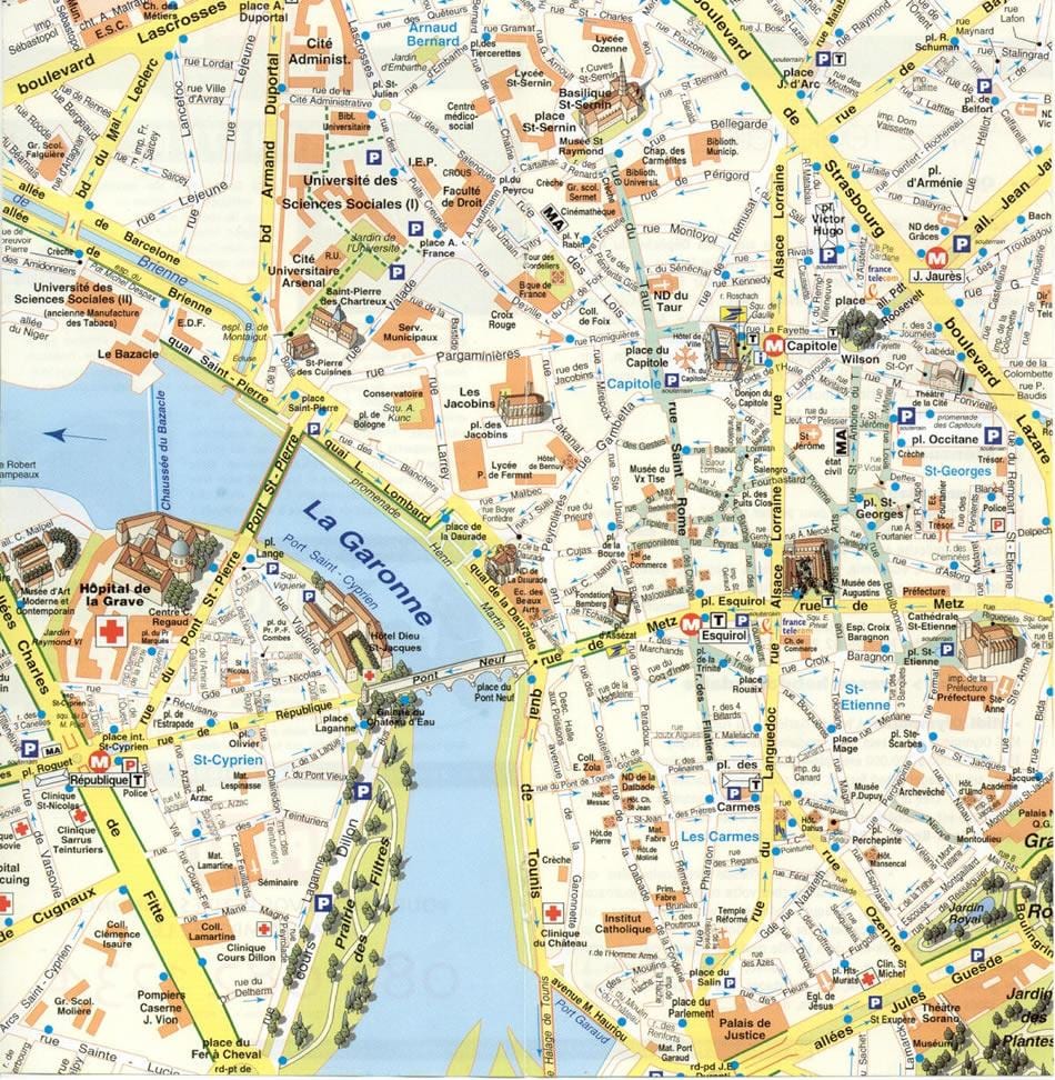 carte de la banlieue de Toulouse
