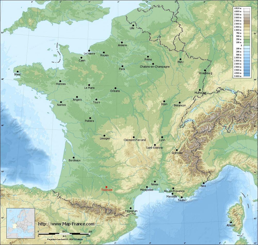 carte géographique de Toulouse